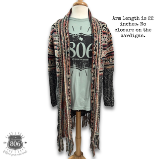 Multi-color western fringe cardigan, last call
