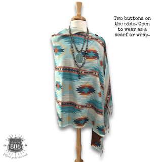 Western print poncho, last call