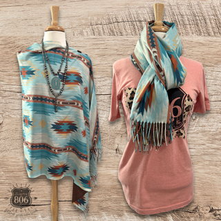Western print poncho, last call