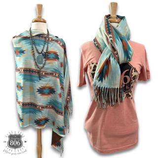 Western print poncho, last call