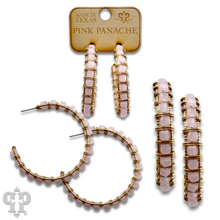 Blush bead hoop earring, last call