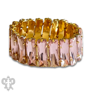 Faceted rectangle rhinestone stretch bracelet