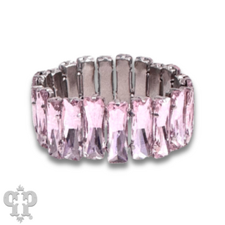 Faceted rectangle rhinestone stretch bracelet
