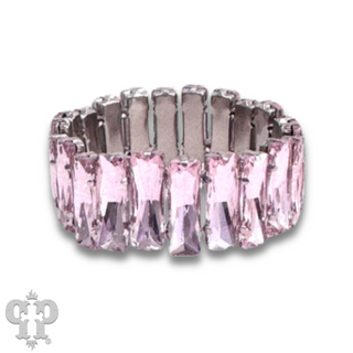 Faceted rectangle rhinestone stretch bracelet
