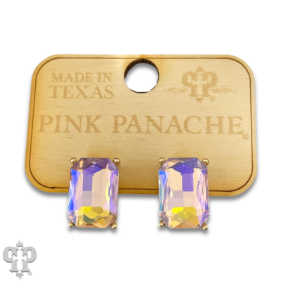 Rectangle rhinestone post earring
