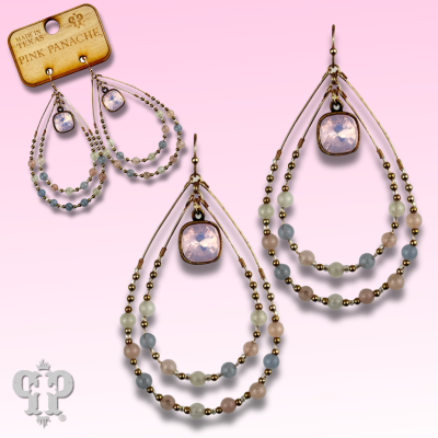 Pastel pink teardrop earring, Austrian crystal