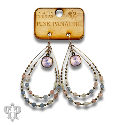 Pastel pink teardrop earring, Austrian crystal