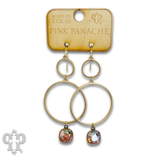 Matte finish double circle earring with Austrian crystal