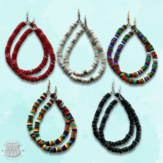 Rubber disc bead teardrop earring