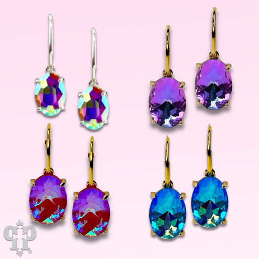 Oval rhinestone earring on hoop