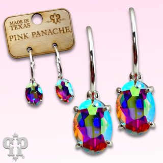 Oval rhinestone earring on hoop