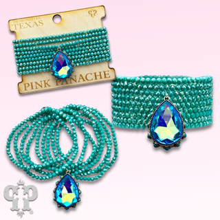 Turquoise rhinestone teardrop bracelet stack