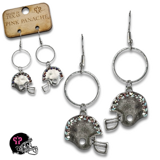 Football helmet earring with Austrian crystals