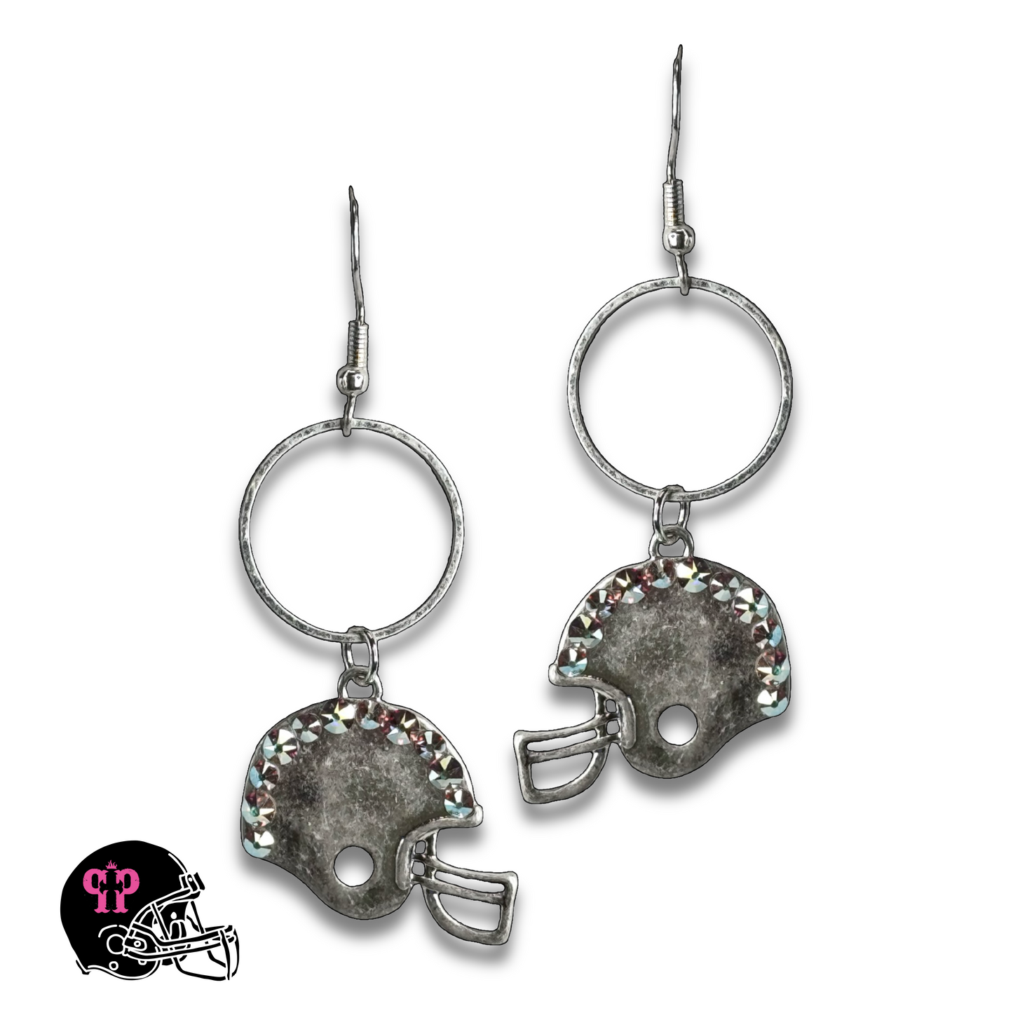 Football helmet earring with Austrian crystals