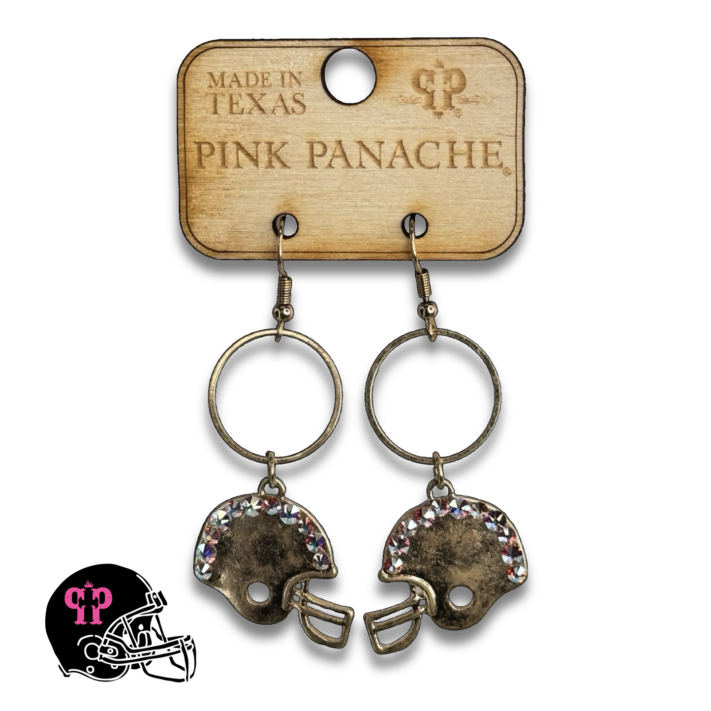 Football helmet earring with Austrian crystals
