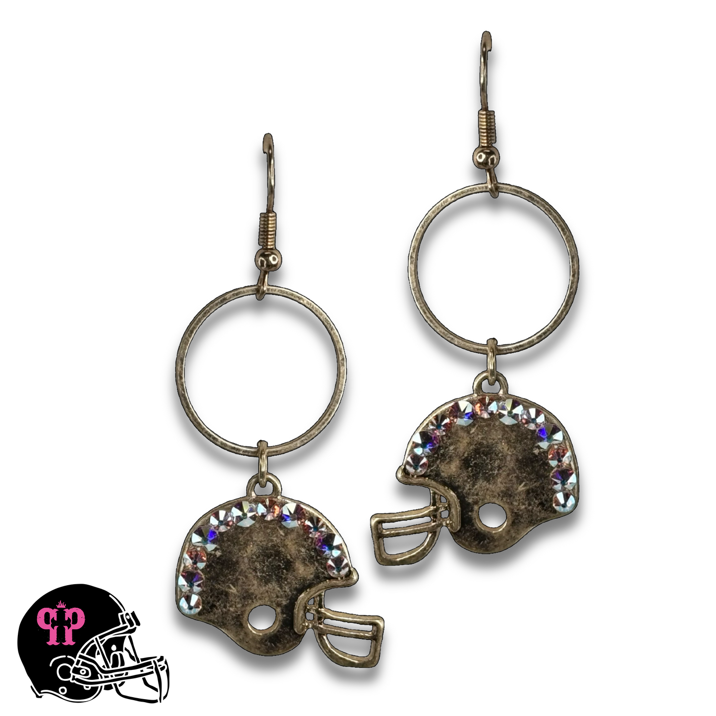 Football helmet earring with Austrian crystals