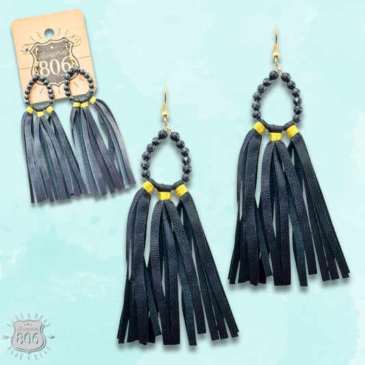 Black beaded circle earring last call