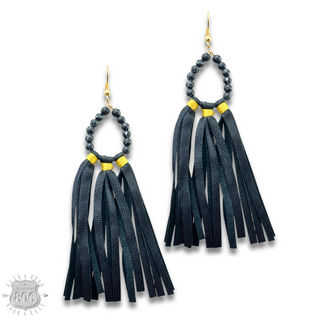 Black beaded circle earring last call