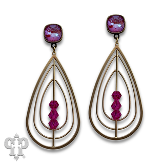Triple teardrop earring with crystals from Swarovski® - LC