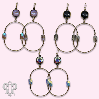Hinged oval earring with crystals from Swarovski® - LC