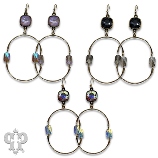 Hinged oval earring with crystals from Swarovski® - LC