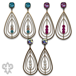 Triple teardrop earring with crystals from Swarovski® - LC