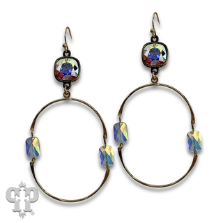 Hinged oval earring with crystals from Swarovski® - LC
