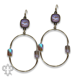 Hinged oval earring with crystals from Swarovski® - LC