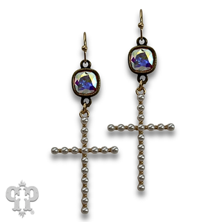 Pearl cross earring with crystals from Swarovski® - LC