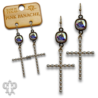 Pearl cross earring with crystals from Swarovski® - LC