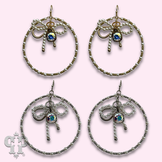 Pearl bow circle earring with crystals from Swarovski® - LC