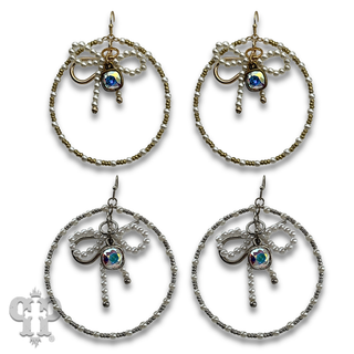 Pearl bow circle earring with crystals from Swarovski® - LC