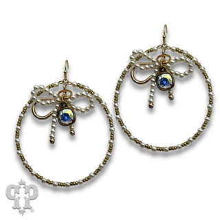 Pearl bow circle earring with crystals from Swarovski® - LC