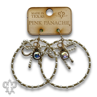 Pearl bow circle earring with crystals from Swarovski® - LC