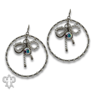 Pearl bow circle earring with crystals from Swarovski® - LC