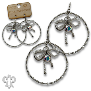 Pearl bow circle earring with crystals from Swarovski® - LC
