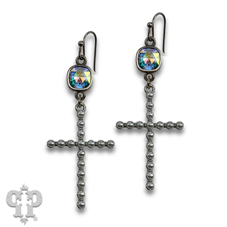 Pearl cross earring with crystals from Swarovski® - LC