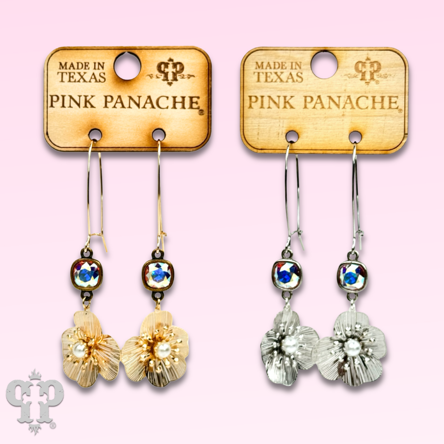 Flower charm earring, Austrian crystal