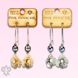 Flower charm earring, Austrian crystal