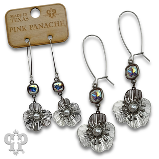 Flower charm earring with crystals from Swarovski® - LC