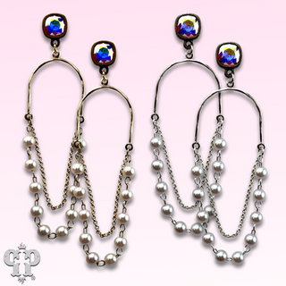 Pearl swing earring, Austrian crystal