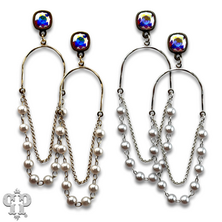 Pearl swing earring, Austrian crystal