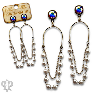 Pearl swing earring, Austrian crystal