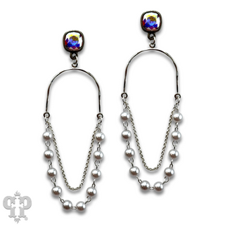 Pearl swing earring, Austrian crystal