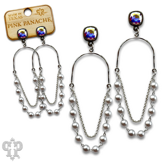 Pearl swing earring, Austrian crystal