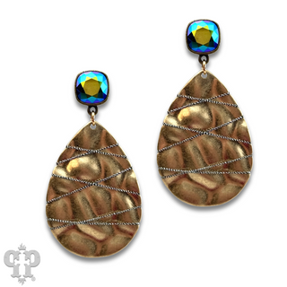 Sparkling thread teardrop earring, Austrian crystal