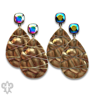 Sparkling thread teardrop earring, Austrian crystal