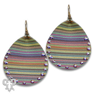 Leather teardrop earring with crystals from Swarovski® - LC