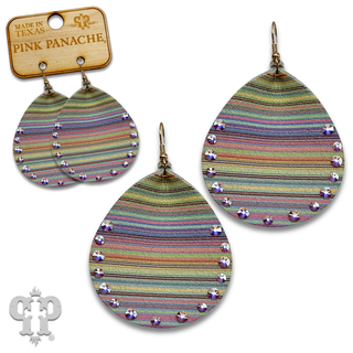 Leather teardrop earring with crystals from Swarovski® - LC