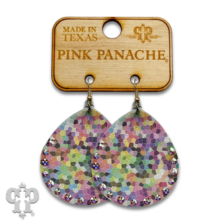 Leather teardrop earring with crystals from Swarovski® - LC